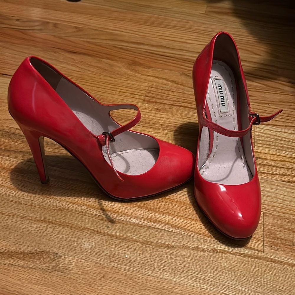 Miu miu pink MaryJane stilletos